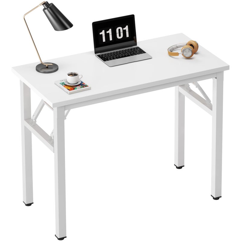 Need Folding Computer Desk - 31.5 Inch Foldable Office Writing Work Study Kids Student Teacher Home Bedroom Table, White - Image 1